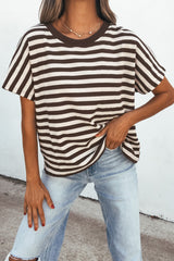 Joan Striped Knit Top - Brown