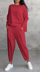 Nora | Women's 2 Piece Lounge Set Long Sleeve Top and Pants