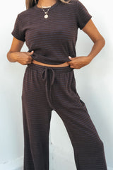 Kacey Striped Wide Leg Pants - Brown