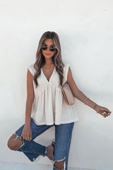 Lena's Carefree Afternoon Cream Babydoll Top