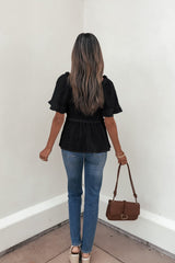 Lola Black Ruffled Babydoll Top