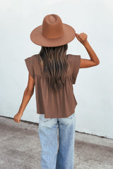 Lola Button Up Lace Top - Mocha