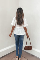 Lola White Ruffled Babydoll Top