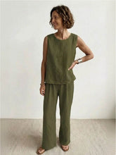 Olivia | Women's Sleeveless Tank Top and Wide-Leg Pants Set