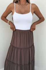 Lori Ruffle Tiered Maxi Skirt - Mocha-FINAL SALE