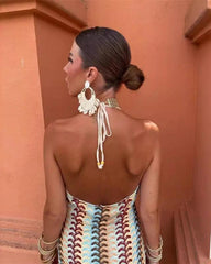 Iris | Women's Wedding Guest Crochet Draped Dress for Beach Wedding