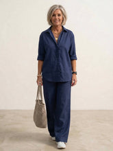 Vivian | Women's Casual Button-Down Shirt and Wide-Leg Pants Set