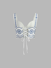 Santorini | Women's Embroidered Crop Top & Maxi Skirt Co-Ord Set