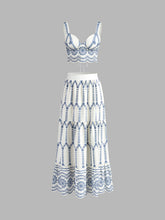 Santorini | Women's Embroidered Crop Top & Maxi Skirt Co-Ord Set