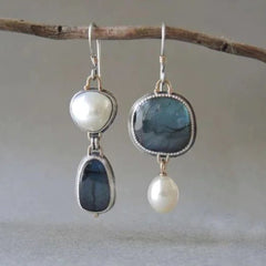 Azura™ | Vintage Blue Gem & Pearl Earrings
