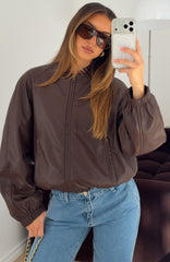 Hanging On You PU Jacket Chocolate