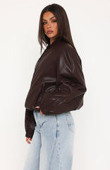 Hanging On You PU Jacket Chocolate