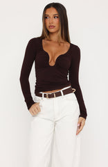 No Angel Long Sleeve Top Chocolate