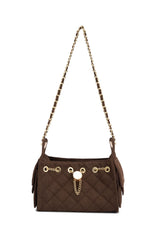 Staria Shoulder Bag Dark Chocolate Faux Suede