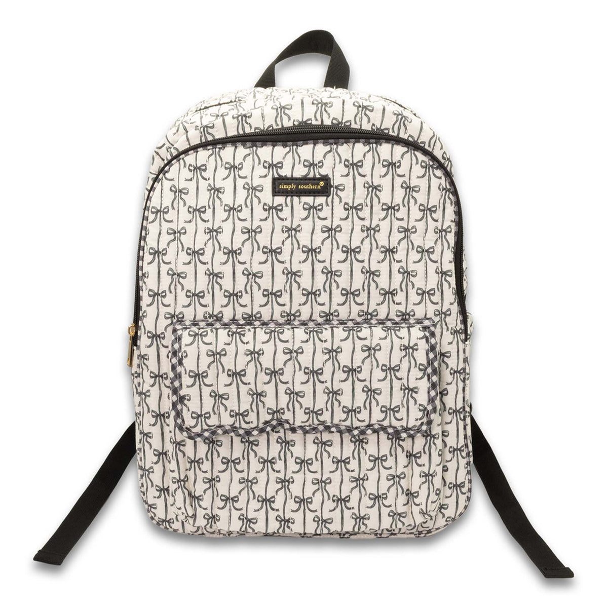 Quilted Bow Backpack in Black and Cream