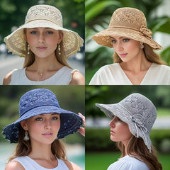 Women's Wide-Brim Sun Hat – Foldable Elegance with UV Protection