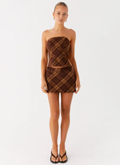 Kira Strapless Top - Plaid