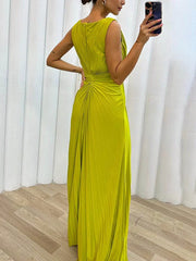 Freesia | Women's Wedding Guest Pleated Maxi Dress Evening
