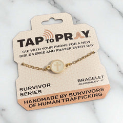 Tap To Pray 14K Gold Bracelet with Vanilla Cross