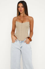 Stripe Nights Strapless Bustier Taupe