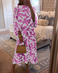 Ashley™ | Two-Piece Printed Set with Lantern Sleeves