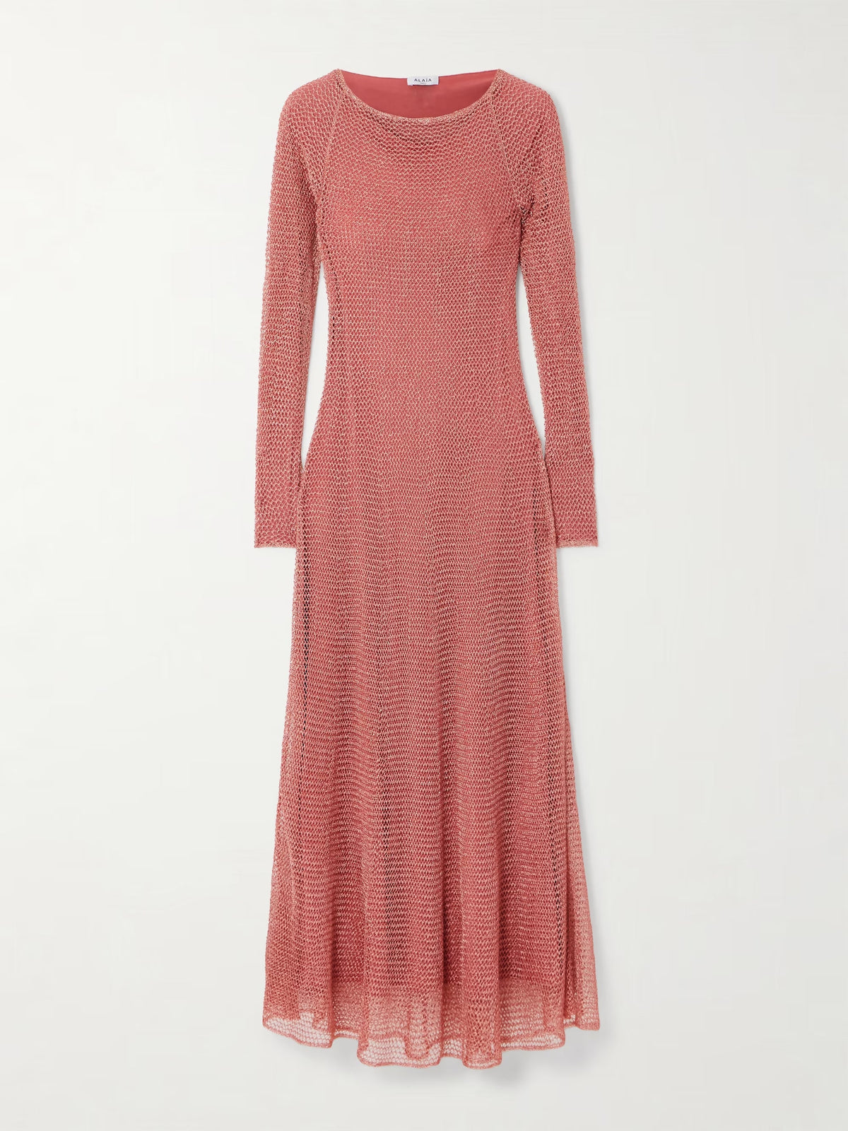 Metallic open-knit midi dress