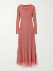 Metallic open-knit midi dress