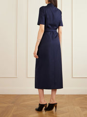 Police belted pleated midi dress