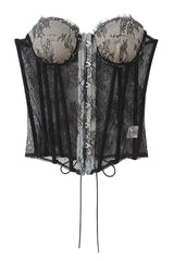 Black Lace Sweetheart Bandeau Top