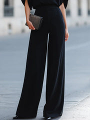 Draped Boat Neck Top And Wide Leg Pants Set