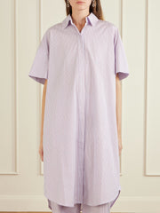 Anu embroidered striped organic cotton-poplin midi shirt dress