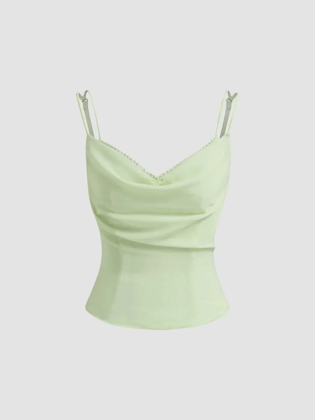 Chiffon Cowl Neck Lettuce Trim Cami Top