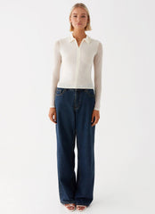 Lorna Zip Up Shirt - Ivory