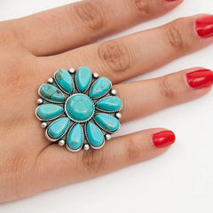Floriana™ | Turquoise Alloy Flower Ring