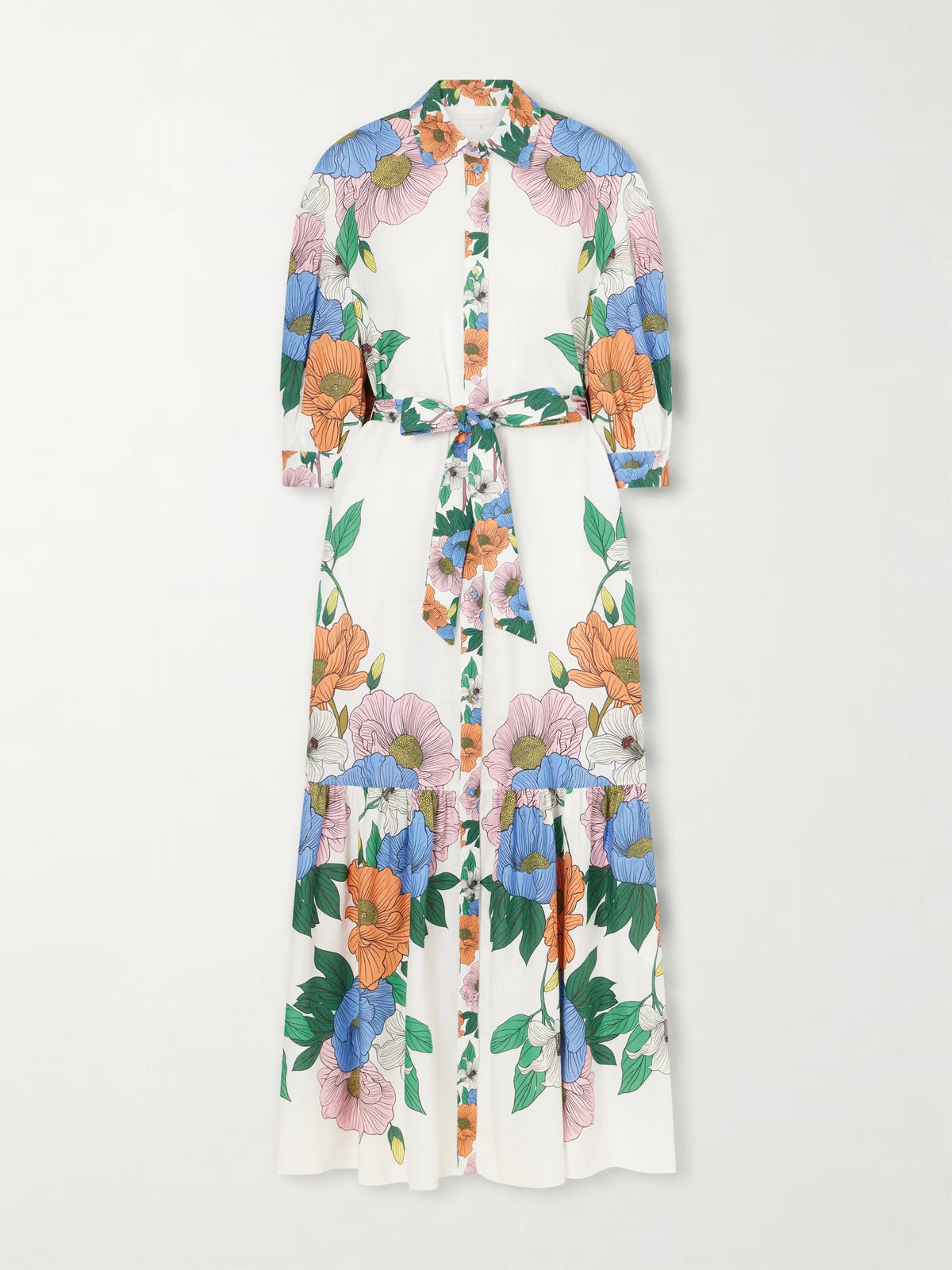 Bianca linen-blend  floral midi dress