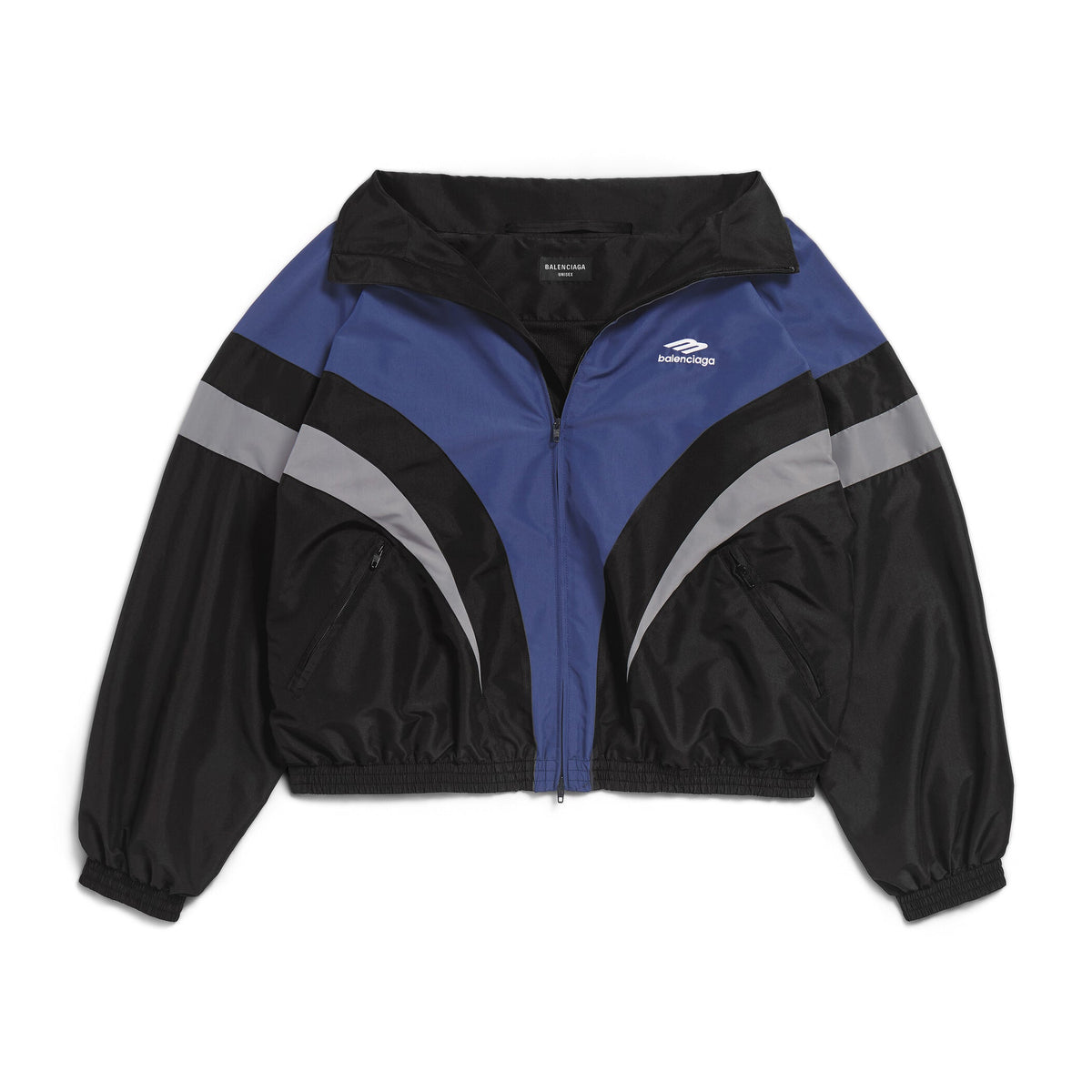 3B Sports Icon Off Shoulder Balenciaga Men's and Women's Autumn and Winter Letter Logo Print Splicing Zip Loose Fit Long Sleeve Jacket #99468