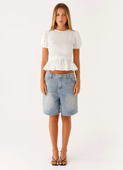Izzy Shirred Top - White