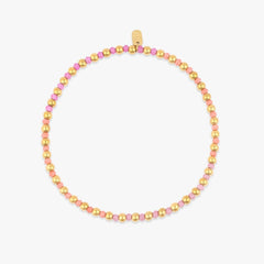 Ball Bead and Stone Stretch Anklet in Gold