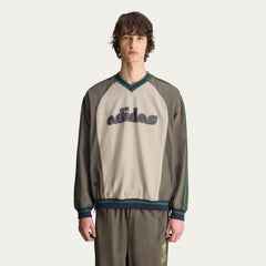 Adidas x Brain Dead Men's Spring/Summer Autumn Retro Color Contrasting Sports V-neck Hoodie Logo Long Sleeve Sweatshirt #81714