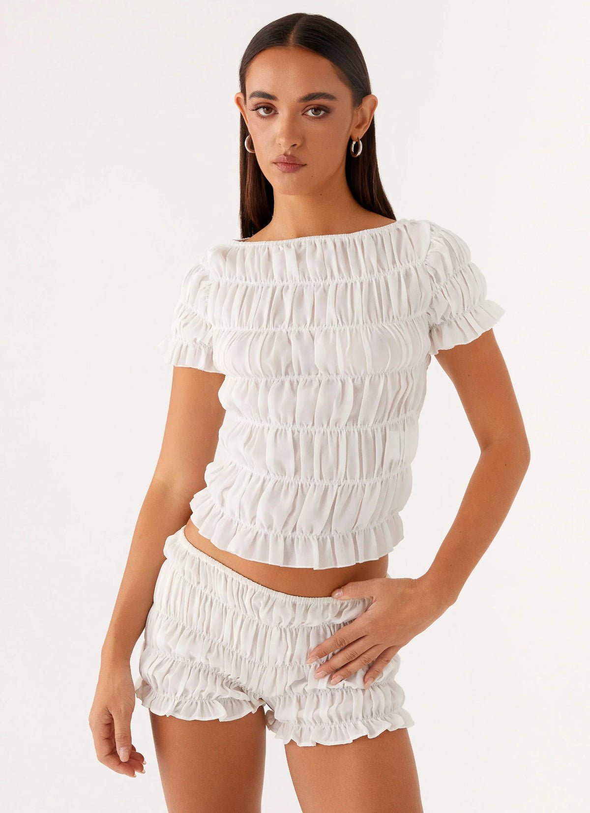 Mateo Ruched Top - White