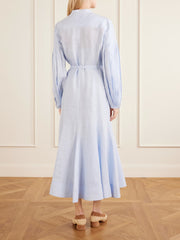 Lydia belted linen midi dress