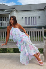 Darylyn Tiered Ruffle Maxi Dress Hydrangea Blue