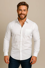 Men's Long-Sleeved Shirt – Classic Structured Fit with Wrinkle-Free Finish