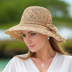 Women's Wide-Brim Sun Hat – Foldable Elegance with UV Protection