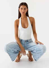 Set The Scene Halter Bodysuit - White