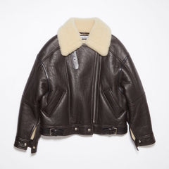 Acne Studios Lamb's Wool Winter Lapel Biker Jacket Coat #96275
