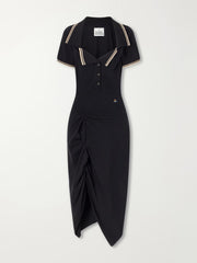 Long Monday Pulling ruched cotton-piquet midi dress