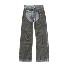 Acne Studios Men's Women's Four Seasons Fashion Solid Color Button Printed Loose Denim Wide Leg Pants Ngvp #8516
