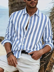 Men's Striped Casual Shirt – Lightweight Long Sleeve Shirt for Everyday Wear