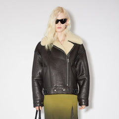 Acne Studios Lamb's Wool Winter Lapel Biker Jacket Coat #96275